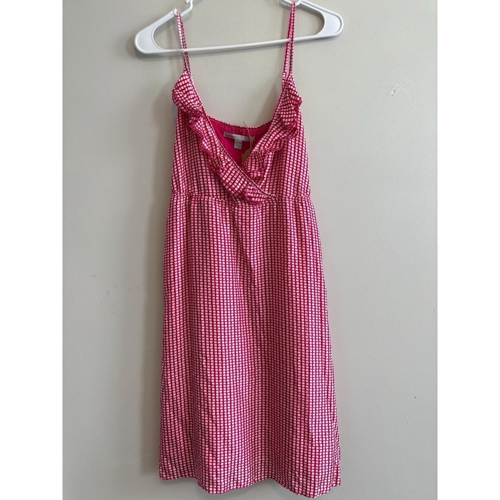 Y2K Gingham Pink & White Romantic Strapless Midi V-Neck Silk Dress - Small - Picture 3 of 10